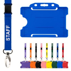 CKB Ltd Staff Lanyard with Card Holder Double Pack ID Breakaway Safety Lanyards Neck Strap Swivel Metal Clip - Pull Quick Release Design (Blue