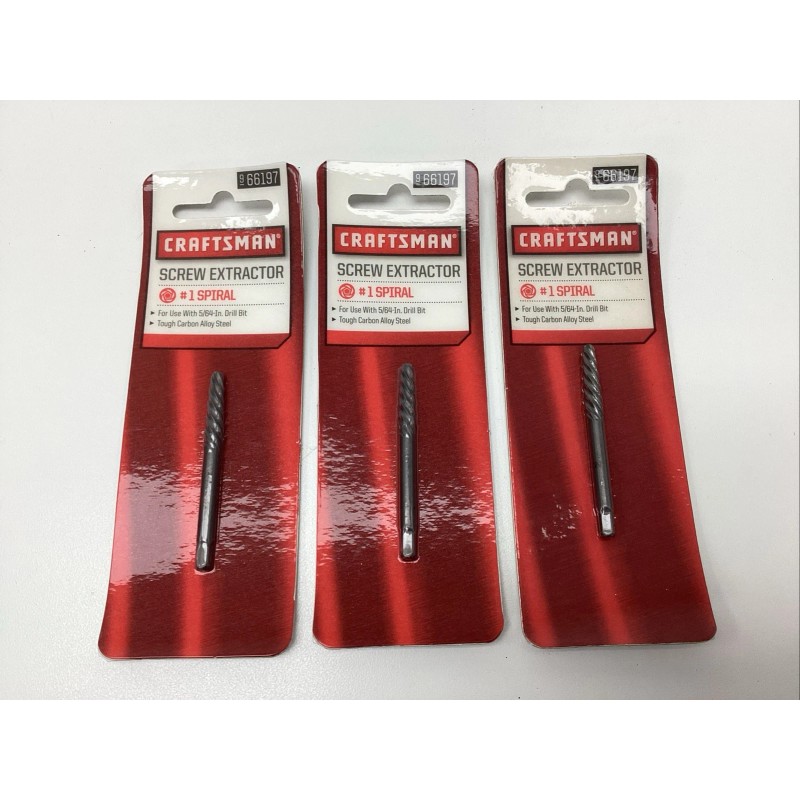 CRAFTSMAN #1 SPIRAL SCREW BOLT EXTRACTOR SET, LOT OF 3.