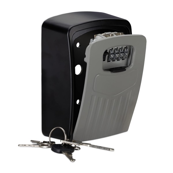 Relaxdays Safe, 4 Digit Combination Lock, Large Wall-mounted Lockbox For