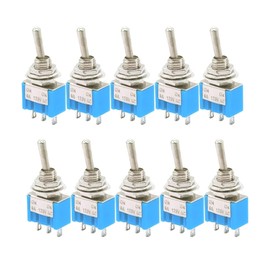 Wvzong 10Pcs Mini Toggle Switch SPDT 3 Pin ON/OFF 6A 125V - Compact Switch for Cars, Arduino, DIY Electronics, Dashboard, Home Appliances