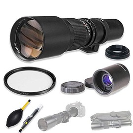 High Definition Multi-Coated 500mm f/8 Preset Telephoto Lens + 2X Teleconverter & Accessories for Canon Rebel DSLRS Including EOS Rebel T2, T3, T5, T6, T3i, T5i, T6i, T7i & More..
