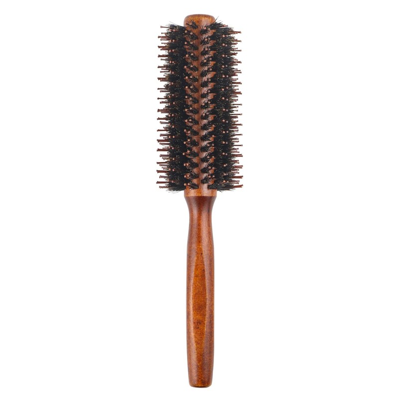 Roller Round Brush, 14 Rows Natural Wooden Boar Bristle Round
