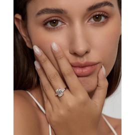 Michooyel 925 4ct Emerald Engagement Rings for Women, Wedding Band Sterling Silver, Jewellery Emerald Cut White Cubic Zirconia Diamond Engagement Ring, Gemstone, Cubic Zirconia