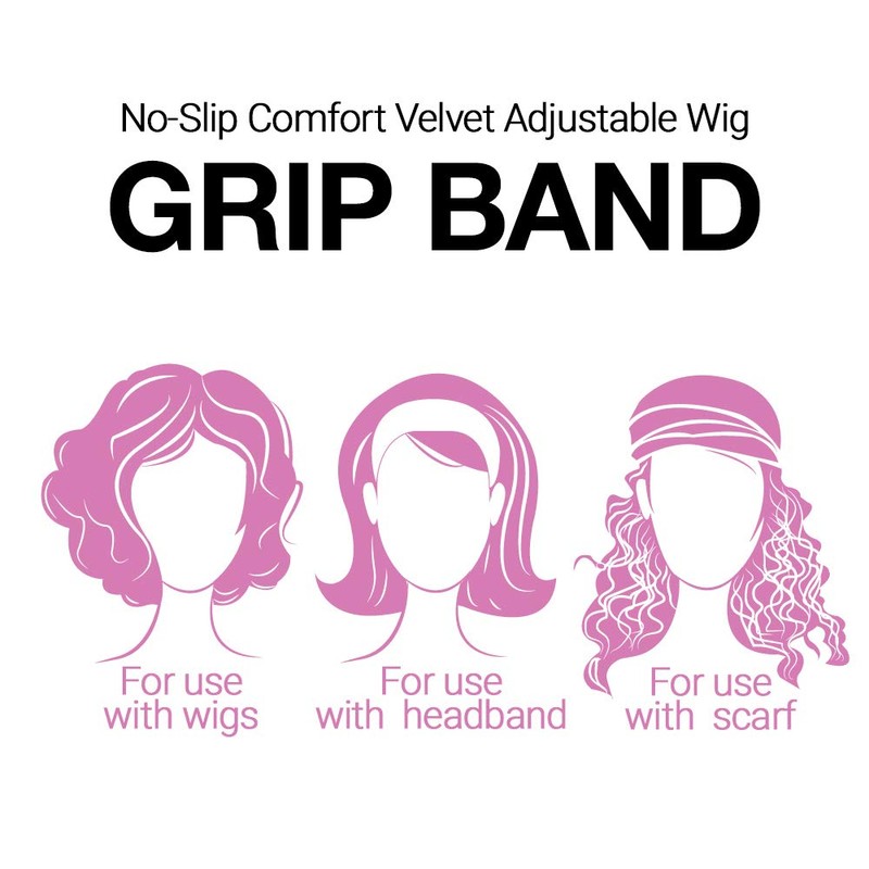 6 PACK!! No-Slip Comfort Adjustable Wig Grip Velvet Band (Beige)