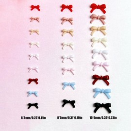 Nail Parts, Ribbon, Approx. 300 pcs, 0.3 inch (6 mm), 0.3 inch (8 mm), 0.4 inch (10 mm), Ribbon, Stone, 3D, Cute, Small, Large, Bowknots, Nail Art, Parts, Decorative Parts, Handicrafts, Resin, Sealed