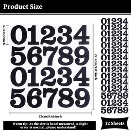24 Sets 2 Inch 0-9 Self Adhesive Vinyl Number Stickers for File,Lockers,Mailbox,Classification,Organizer - 12 Sheets Black