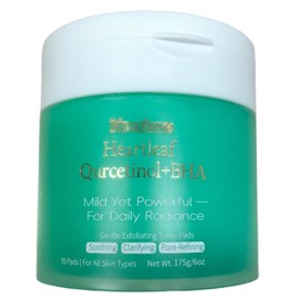 Novaluxe Heartleaf Toner Pads for Sensitive & Acne-Prone Skin - Exfoliating and Hydrating Facial Pads with BHA & 8 Types of Hyaluronic Acid, Non comedogenic, Gentle Pore Care & Oil Control