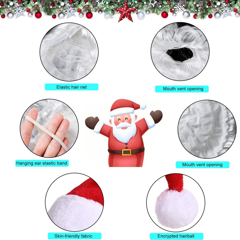 Gxlaihly Santa Beard Wig Hat Set, Santa Claus Wig and