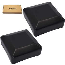 SKIR'CO (2 pcs) Fence Post Caps, Square 70 x 70 mm Black Plastic Caps for Fence Posts, Black RAL 9005 Colour