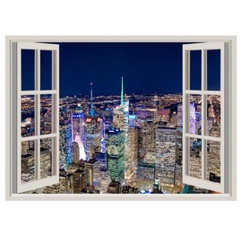 ND Night View Tapestry Scenic Landscape Skyscraper Large Large Room Decor Decoration Window Scenery Telework Remote Work Background Decoration Wall Decor Fabric (Design 1)