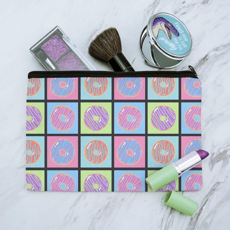 Retro Cute Yummy Donuts Pattern Makeup Cosmetic Bag Organizer Pouch