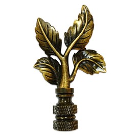 Royal Designs Elegant Leaves Lamp Finial for Lamp Shade- Antique Brass