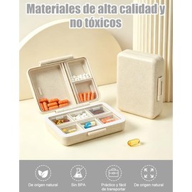 Organizador de Pastillas, LIUIAHZBF Pastillero Semanal,Diferentes Medicamentos y Suplementos (Beige, 9 compartimentos)