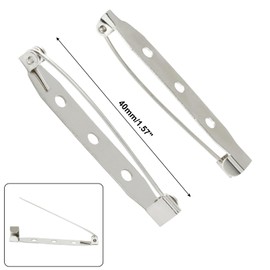 Bonsicoky 30 Pcs Silver Safety Pins Clasp with Holes, Brooch Badge Bar Pins for DIY Name Tags, Jewelry, Crafts, Badges(40mm)