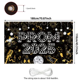 Prom Night Banner Prom Decorations 2025, Large Fabric Class of 2025 Banner, Prom Night Background Decorations Graduation 2025 Prom Party Decorations Indoor Outdoor(180 * 110cm) (Style A)