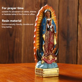 Gernie Our Lady of Guadalupe Statue, 7.9 Inch Virgin Mary Resin Christian Decor Religious Statue Catholic Gift, Hand Painted Good Luck Christian Guadalupe Figurine