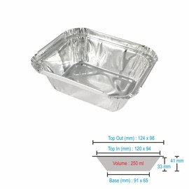 M1SS (Pack of 500) – 250ML No. 1 Aluminium Foil Food Containers Lids Foil Pans Silver Foil Food Trays Takeaway Tin Containers Foil Dishes Baking Cooking Freezing Roasting Grilling Baking