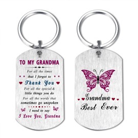 EE&YU Grandma Christmas Keyring Gifts - Grandma Birthday Gifts, Best Grandma Ever Gifts, I Love Grandmother Present, Thank You Grandmother Key Ring