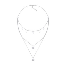 Elli Women's Choker Necklace Layer Circle Round Coin Vintage Trend in 925 Sterling Silver, Sterling Silver, None