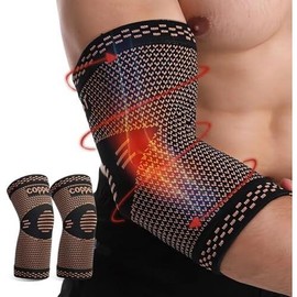 Copper Elbow  Sleeve, 2 Pack Tennis Elbow Brace for Women and Men, Arms Support Sleeve for , Tennis, Golfers, Allows for Movement, Graded , Greater Comfort (XL) - Color: Small