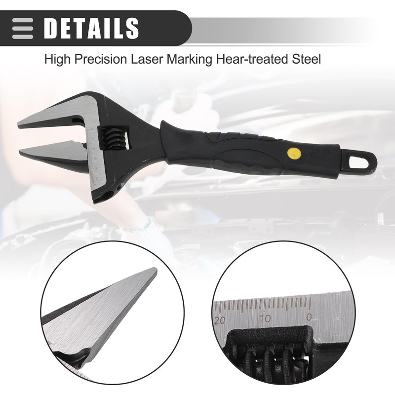Motoforti Universal Adjustable Spanner Wide Jaw Opening Wrench Automotive Tool,