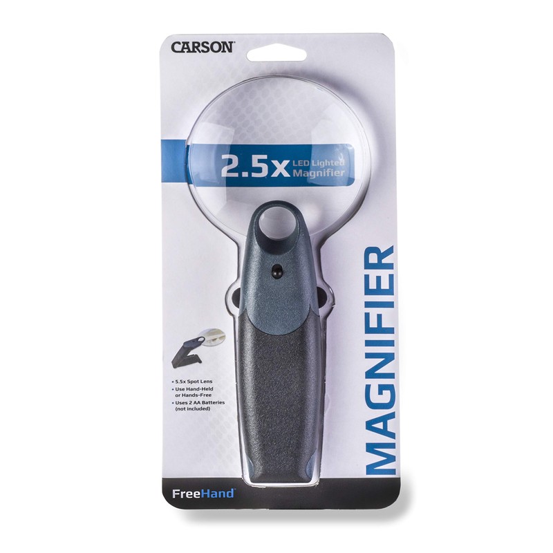 Carson FreeHand 2.5x LED Lighted Hand-Held or Hands-Free Magnifier with