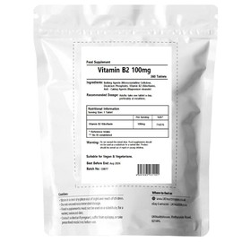 Vitamin B2 Riboflavin 100mg Tablets Migraine Support, Stress and Energy. Vegan Can Help Reduce Tiredness and Fatigue Gluten-Free Prolong Release Pills (360 tabs)