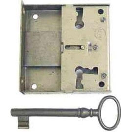 Antikhof Furniture lock iron plank, height: 6.3 cm, width: 8.2 cm, backset: 6.0 cm, order number: KAS 60/H