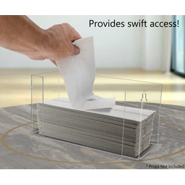 Marketing Holders 11" W Acrylic Paper Towel Dispenser Wall Mount or Counter Top Multi Fold Products Napkins Pouch Display Commercial or Business Use Tissue Box Container Bin Pocket