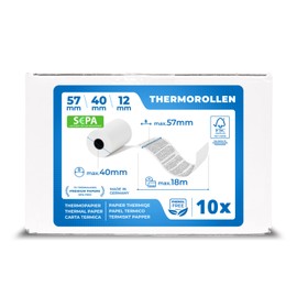 10 x EC Cash Thermal Rolls with Direct Debit Text B: 57 mm – Diameter: 40 mm – Core Diameter: 12 mm – L: 18 m for Ingenico 220 ict250 iwl250 and all other EC Cash Thermal Printers