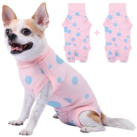 Comwish 2 Packs Dog Recovery Suit Female Male, Pink+Pink, XXS