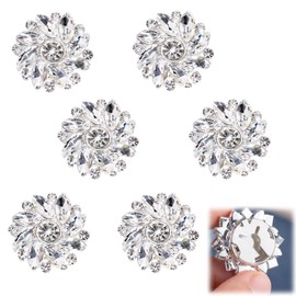Liyquint 6pcs Rhinestone Snap On Button Covers for Dress Shirts, 0.98in Clear Crystal Detachable Cufflinks – Luxury Tuxedo Studs, Wedding Bling Buttons for Men & Women, Formal Suit Accessories. (White)