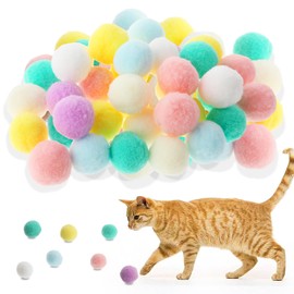 GEEHUA Pack of 30 Cat Toy Ball, 3 cm Soft Cat Balls Pompom Ball for Indoor Cats Interactive, Training Cats Toy Pom Pom Balls for Pets Play (Colour A)