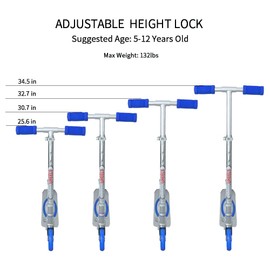 ChromeWheels Kick Scooter for Kids, Deluxe 2 Light Up Wheels 4 Adjustable Height with Kickstand, Best Gift for Age 5 up Kids Girls Boys, 132lb Weight Limit, Blue