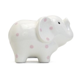 Child to Cherish Ceramic Elephant Piggy Bank for Girls, Pink Polka Dots