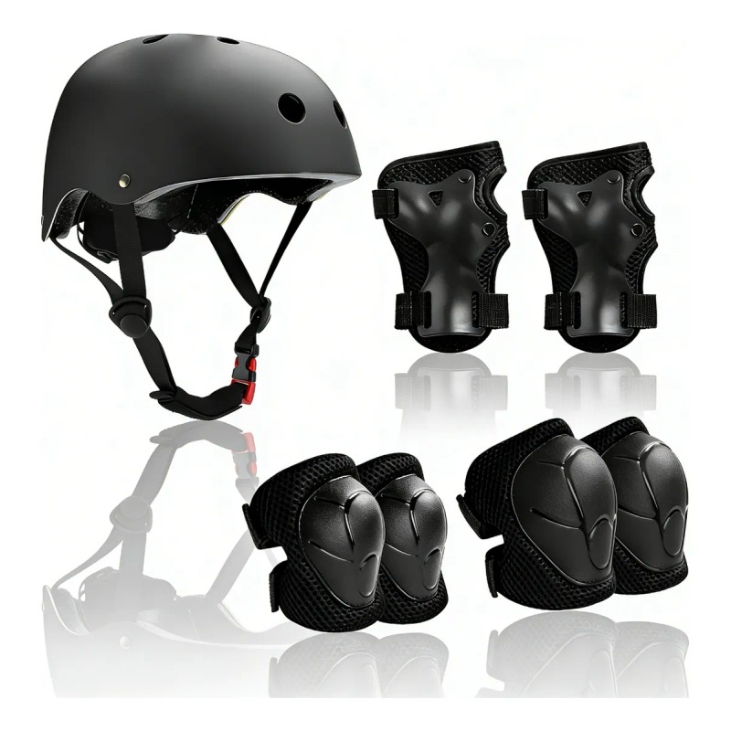 7pcs Kit De Protección De Patín Niños Con Casco Rodillera