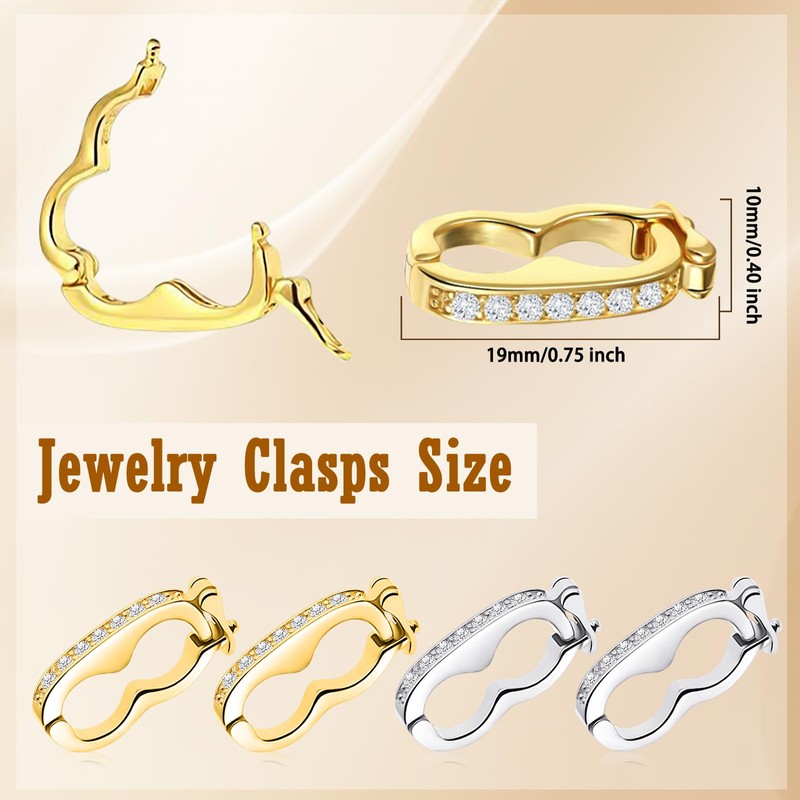 4PCS Necklace Shortener Clasp Pearl Enhancer Connector Clasps Cubic Zirconia