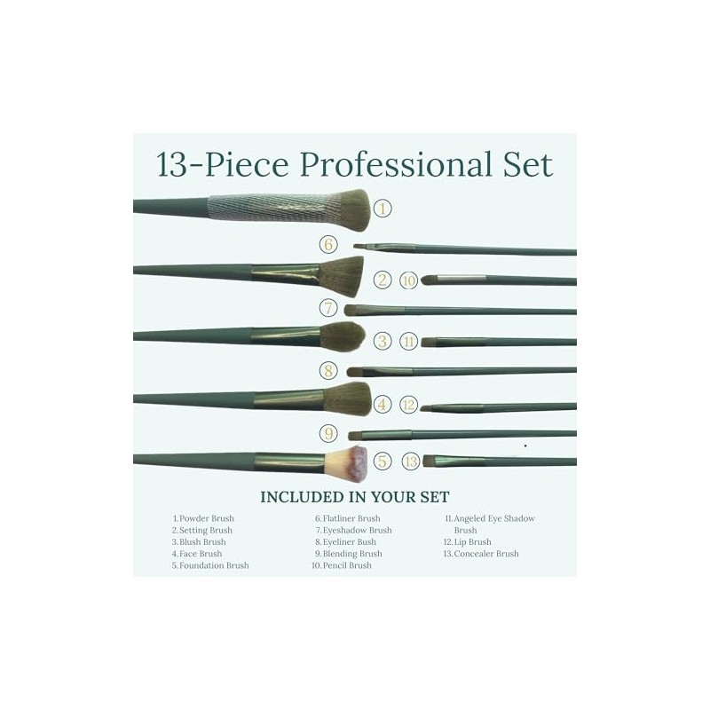 Set Profesional Brochas Maquillaje Bolsa Tela Polvo Sombra Delineador Base
