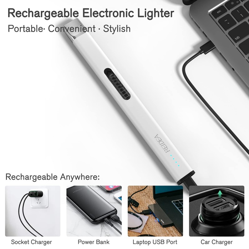 REIDEA Lighter R1 Flat Electronic Candle Lighter, Windproof Flameless USB