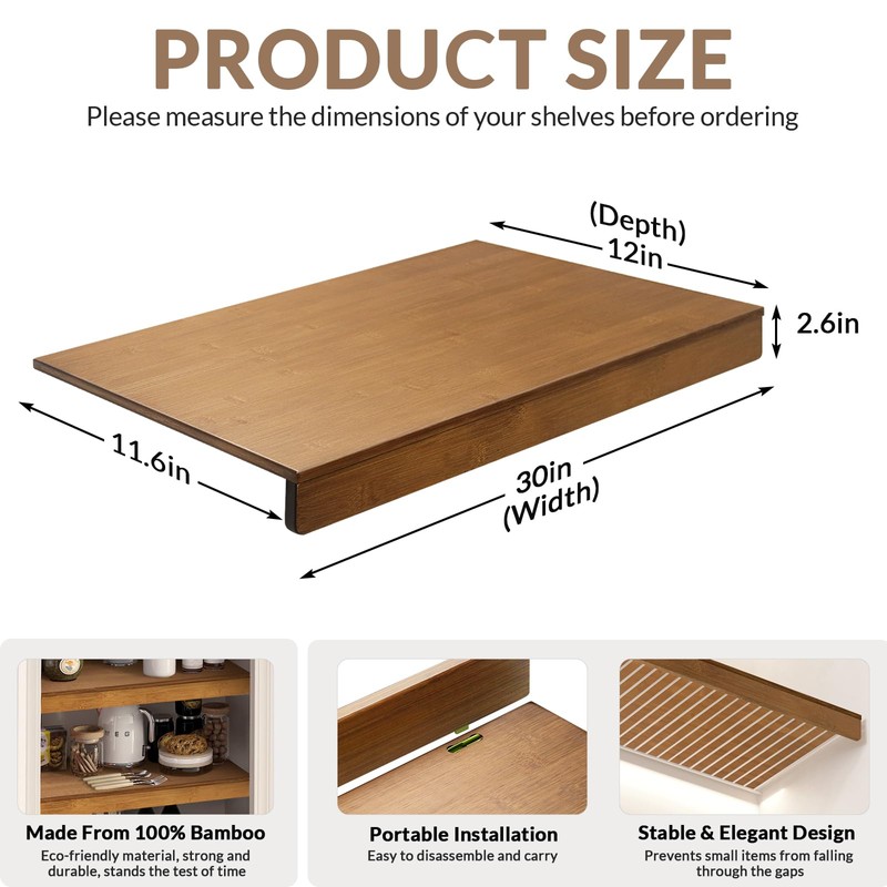 Gashell Wire Shelf Covers, Bamboo Wire Rack Covers for Pantry,