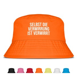 Even the Confusion Is Confused - Funny Bucket Hat - The Perfect Sun Hat for Men & Women - Ideal as a Malle Outfit, Party Accessory & Festival Bucket Hat for the Beach, orange, Unit size