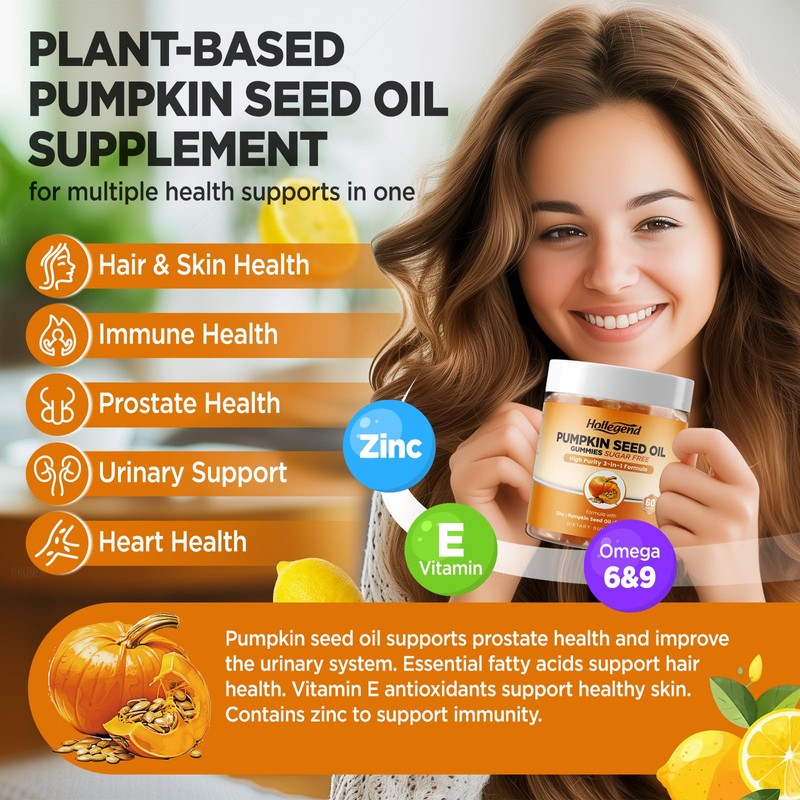 Pumpkin Seed Oil Gummies with Saw Palmetto, for Hair Growth