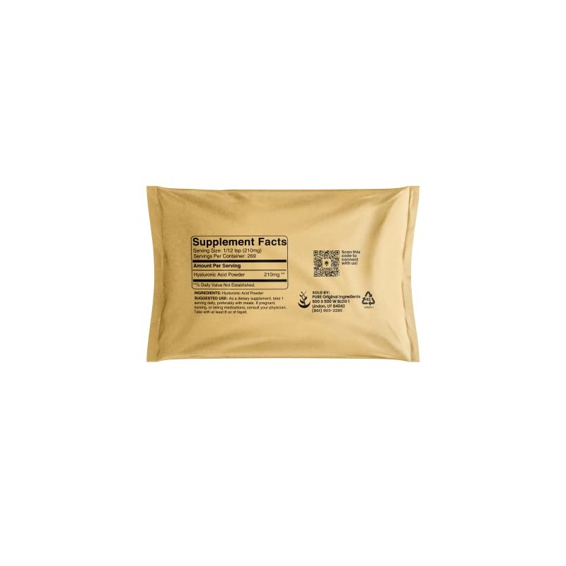 Pure Original Ingredients Hyaluronic Acid (2oz) Water Soluble, Fine Powder