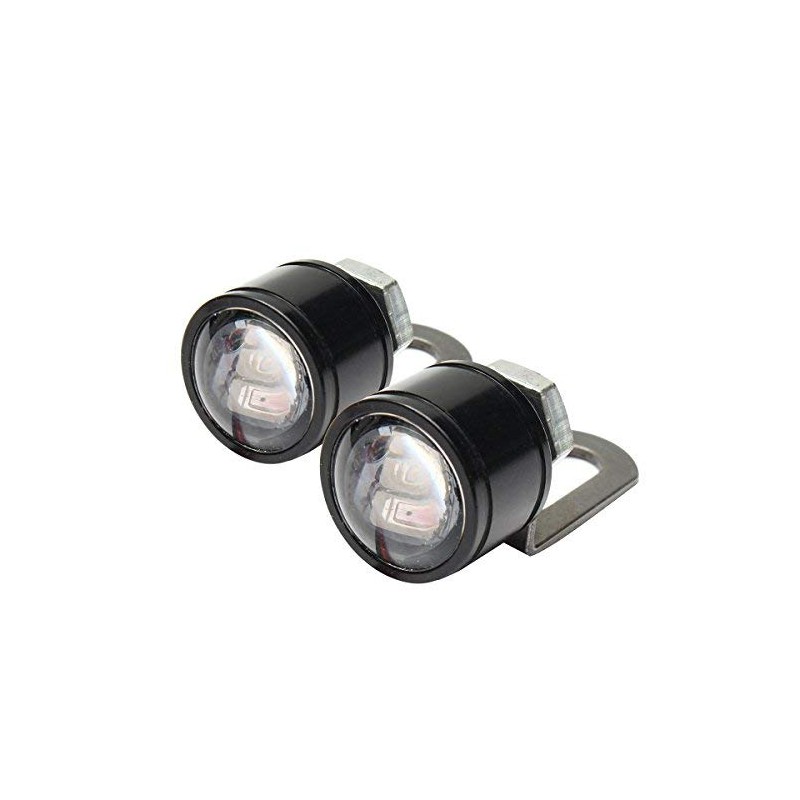 クインウィンド ペア12v オートバイミラーマウントイーグルアイ LED フラッシュストロボバックアップ DRL ライトランプ - 白