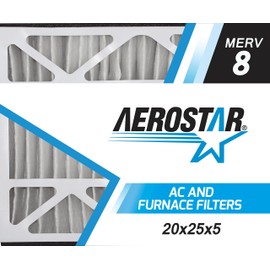 Aerostar 20x25x5 MERV 8 Pleated Replacement Air Filter for Trion Air Bear 229990-102, 2 Pack (Actual Size: 20 3/8"x24 1/4"x4 3/4"), AC Furnace Filters