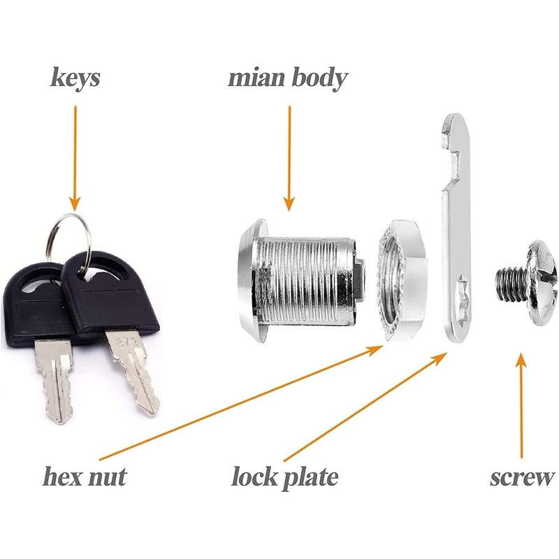 2 Packs Cabinet General Tubular Cam Lock Key Set, Alike