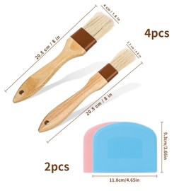 Wjelet 4pcs Pastry Brushes with 2pcs Dough Cutter, for Baking, Grilling,and BBQ