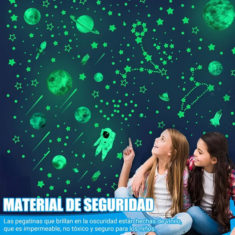 Estrellas Fluorescentes para Techo, 849 pzas Reutilizables y Autoadhesivas, Estrellas