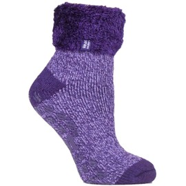 Heat Holders | SockShop | Ladies Original Lounge Slipper Socks | Winter Warm Thermal | With a Gripper Sole | TOG 2.34 | Women's UK4-8 US5-9 | Annabelle Purple-Lilac Twist