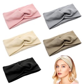 YDHfdc Stirnband Damen Sport 5 Stück Haarband Damen Elastische Stirnbänder Damen Geknotete Breites Stirnband Mädchen für Laufen, Radfahren, Yoga, Fitness(5 Farben)